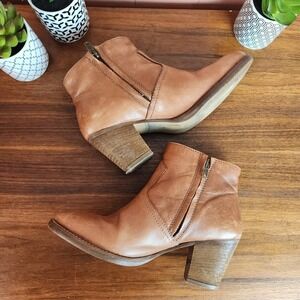 Madewell 1937 Footwear Leather Ankle Boots‎ Mid Heel Booties Zip Women Sz 7